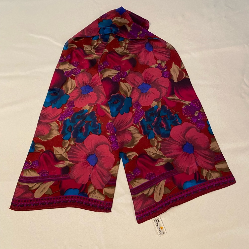 Beautifully Vibrant Vintage Liz Claiborne Silk Scarf - 1980’s